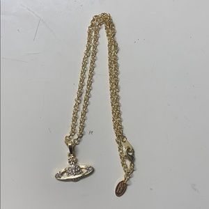 Vivienne Westwood Gold Rhinestone Pendant Necklace